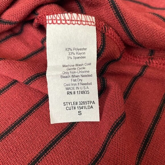Peyton Jensen Women's Top Abby Hoodie Tunic Red/Black Stripes Size‎ S - Picture 6 of 7